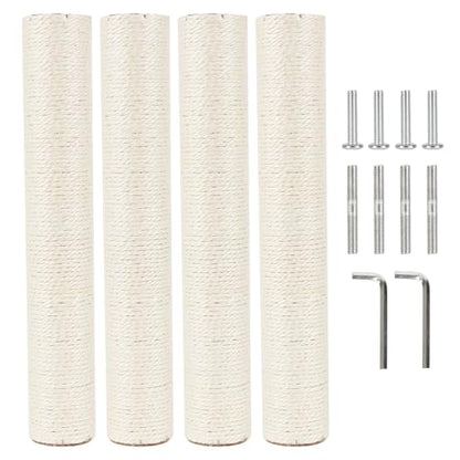 4 Pcs 2.9in 7.4cm Diameter Cat Tree Scratching Post Replacement Pole (M8, 17.7in/45cm) - color: 17.7in/45cm, size: M8*4posts
