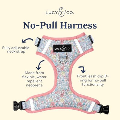 Lucy & Co. Ditsy Daydream No-Pull Dog Harness, Adjustable Front Clip Harness with Comfort Padding, Small - color: Ditsy Daydream, size: Small
