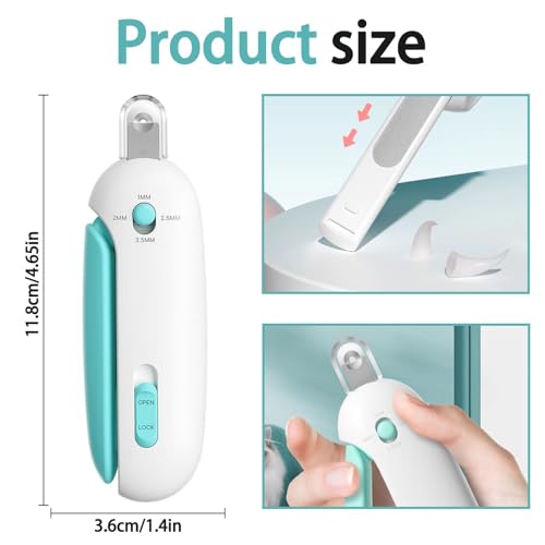 Cat Nail Clipper, Cat Nail Trimmer with Adjustable 3-Size Trimming Hole & Hidden Nail File, Anti-Splash Claw Cutter with Debris Catcher for Kittens, Cats & Small Pets Home Grooming
