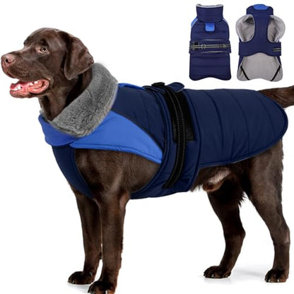 MIGOHI Snowproof Dog Coat - Thick Fleece Dog Jacket with Adjustable Collar, Keep Warm Winter Coat for Medium Dogs Cold Weather Walking Playing,Australian Shepherd,XL,DarkBlue - color: DarkBlue, size: X-Large