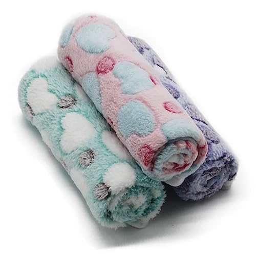 1 Pack 3 Puppy Blankets Super Soft Warm Sleep Mat Love Print Blanket Fluffy Fleece Pet Blanket Flannel Throw Dog Blankets for Small Dogs Puppy Dogs Fluffy Cats,Mix Love-Small(23"x15") - color: Mix Love Series, size: Small(23"x15")
