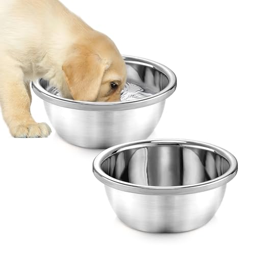 2 Pcs 0.5 Gallon Dog Bowls for Small Dogs - Food Grade Stainless Steel Metal Water Bowl, Easy to Clean Food Bowls for Indoor Outdoor - size: 0.5 Gallon