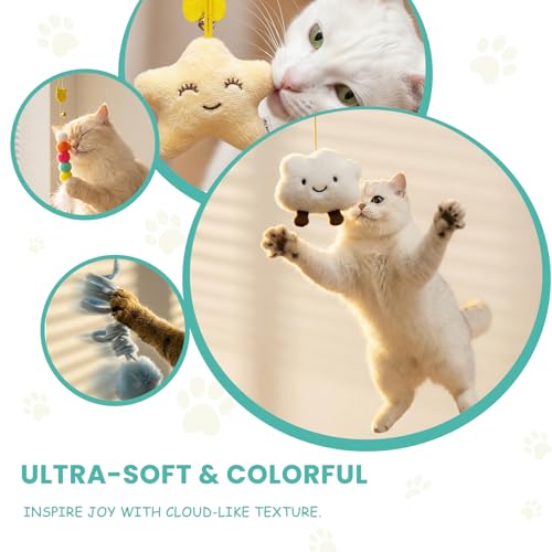 12Pack Hanging Cat Toy for Bored Indoor Cats. Interactive Cat Toy Set with Cat Wand Toy Styles,Cat Feather Toy Refill and Cat Toys for Indoor Cats for Play Exercise