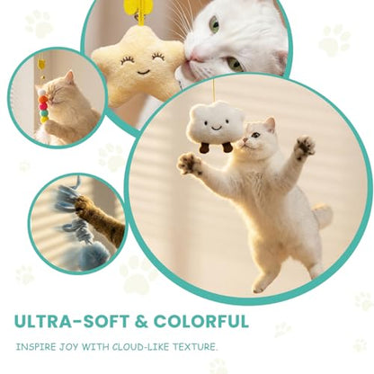 12Pack Hanging Cat Toy for Bored Indoor Cats. Interactive Cat Toy Set with Cat Wand Toy Styles,Cat Feather Toy Refill and Cat Toys for Indoor Cats for Play Exercise
