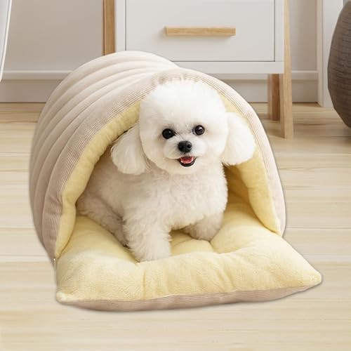 Winter Cave Warm Cat House Removable Cushion Convenient,PP Cottons Comfortable Washable Supplies Multifunctional, White M