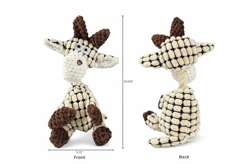 White Goat Dog Squeak Plush Toy with Rope – Durable Stuffed Dog Toy with Built-in Squeaker, Interactive Chew Toy for Teething Puppy, Small and Medium Dog - color: White Goat
