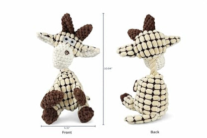 White Goat Dog Squeak Plush Toy with Rope – Durable Stuffed Dog Toy with Built-in Squeaker, Interactive Chew Toy for Teething Puppy, Small and Medium Dog - color: White Goat