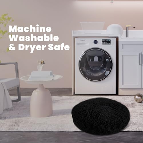 Muddy Mat® Cloud K-9 Bed for Dogs & Cats, Soft & Relaxing Donut Dog Bed, Chenille Material, Removable Cover, Washable & Dryer Safe–Black Large(40'x40') - color: Black, size: Large (40''X40'')