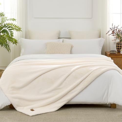 COZY KISS Luxury Faux Fur Throw Blanket Twin, Ultra Soft Waterproof Pet Blanket, Cozy Warm Plush Blanket for Bed Sofa Bedroom Living Room, Liquid Pee Proof for Large Dog or Cat, 60x80 inch, Cream - color: Cream, size: Twin (60"x80")