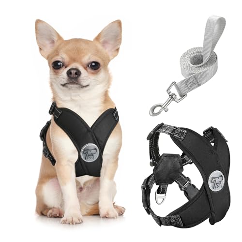 Pawaboo Small Dog Harness and Leash Set, Puppy Harness X-Frame No Pull No Choke, Dog Vest Harnesses Adjustable for Small Medium Sized Dogs, Soft Breathable Pet Harnesses for Walking Outing (S, Black) - color: A-black, size: S(Neck 12.6-16.5" Chest 12.6-22