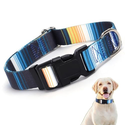 Blue Dog Collar, Gradient Style Pattern Design Quick Release Buckle Soft Nylon Puppy Collars Adjustable for Xs Small Medium Large Pet Boy Dogs Male Cat, S - color: 17, size: S(Neck 9-14")