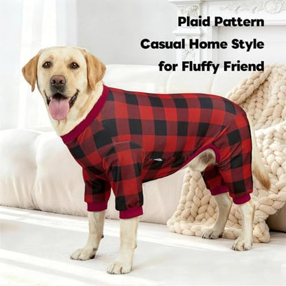 XPUDAC 4 Pack Dog Pajamas for Large Dogs Cats Plaid Doggie Clothes Puppy Onesies Christmas Pajamas Jumpsuits Pet Pjs Shirt Apparel 5X-Large, Red Green Beige Grey - size: 5X-Large(Chest-31.9" Back-23.6" Neck-19.3")