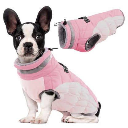 Lelepet Dog Coat Warm Dog Winter Coat Waterproof Dogs Jacket with Harness Built in Reflective Pet Fleece Vest Zip-Up Cold Weather Coats for Small Dogs Turtleneck & Windproof Coats Chihuahua Pink XS - color: Pink, size: X-Small
