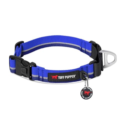 Tuff Pupper Martingale Collar for Dogs | Gentle Nylon Limited Cinch is Perfect for Training | Durable Locking Buckle | Reflective for Safer Night Walking | Sizing for All Breeds (Blue, X-Large) - color: Blue, size: X-Large