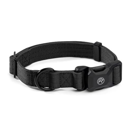 Heavy Duty Dog Collar with Quick-Release Magnetic Buckle, Adjustable Double Layer Nylon Dog Collar for Large Dogs, (Black, L: 16" to 24") - color: Black, size: L: 16" to 24"