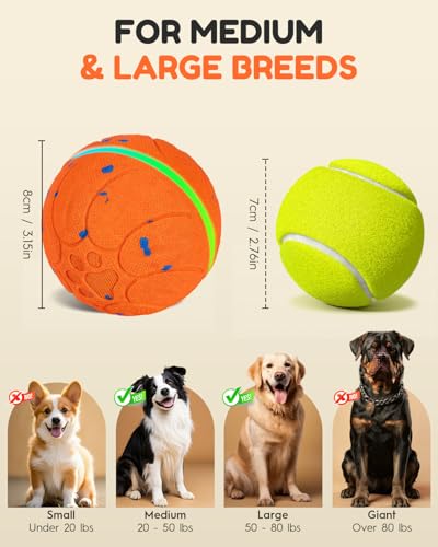 osou Smart Interactive Dog Toys, Automatic Moving Rolling Bouncing Dog Ball for Medium & Large Dog Breeds, E-TPU Durable & Waterproof, with Irregular Motion to Encourage Active Play - color: Orange