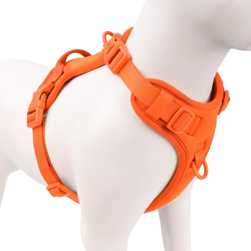 No Pull Dog Harness, Puppy Vest with Front Clip for Small Medium Large Sized Dog(Orange,L) - color: Orange, size: L(Neck:20.9-31.5", Chest:24.8-37.4")
