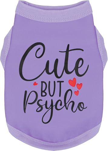 Stylish Dog Clothes: Expressive Cotton Puppy Shirt Vest for Small and Medium Dogs, Featuring 'Cute but Psycho' Slogan Print - Perfect for Showing Off Your Pet's Unique Style! Purple S - color: Purple, size: S-(4~7lb) | Chest(~16.1")