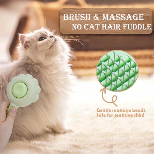 Self Cleaning Cat Brush for Shedding, LED Light Nail Clipper, Nail Clipper and Nail File, Slicker Brushes and Nail Trimmer for Long Haired Cats, Grooming Kit, Cat Lover Gifts - color: Green