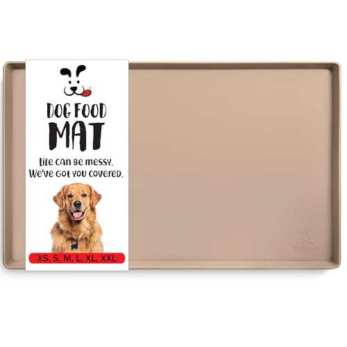 DogBuddy Dog Food Mat – Waterproof Dog Bowl Mat for Food and Water, Silicone Pet Feeding Mats for Floors, Non-Slip Placemat with High Edges for Dogs Bowls, Puppy Essentials (Small: 19"x12", Taupe) - color: Taupe, size: S: 19" x 12"