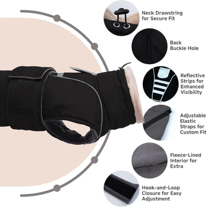 Dog Winter Coat for Small to Large Dogs(XS-XXXL)– Waterproof Windproof Fleece Lined Jacket with Reflective Trim,Pet Vest with Adjustable Buckles, Machine Washable Black M - color: Black, size: Medium