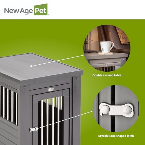 New Age Pet ecoFLEX Pet Crate/End Table, Small, Grey, Model:EHHC405S - color: Grey, size: 23.8"L x 18.2"W x 22.2"H