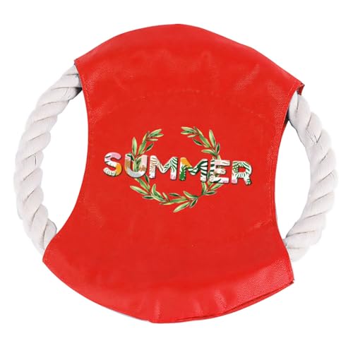 Cotton Rope Flying Disc - Durable & Safe Dog Chew Toy, Non-Toxic Interactive Frisbee for Beach, Park, Backyard Play, Ideal for Medium/Large Dogs - color: Red, size: summer