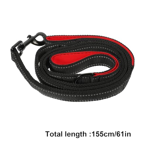 Beaupretty Double Handle Dog Leash Outdoor Pet Walking Leash with Traffic Handle for Medium Dogs Comfortable Non-Chafing Grey and Red Traction Rope