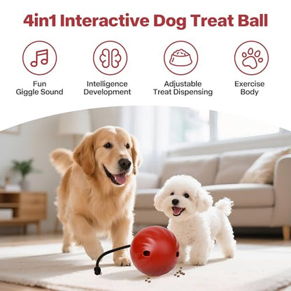Pet Prime Dog Treat Ball Interactive Squeaky Rolling Treat Dispensing Toys Dog Food Puzzle Slow Feeder Ball Mental Stimulation Enrichment Toys for Small,Medium,Large Breeds