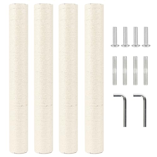 4 Pcs 2.9in 7.4cm Diameter Scratching Post Replacement Sisal Pole for Cat Tree (M10, 21.7in/55cm) - color: 21.7in/55cm, size: M10*4posts