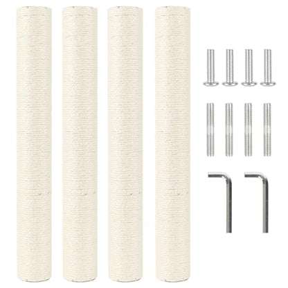 4 Pcs 2.9in 7.4cm Diameter Scratching Post Replacement Sisal Pole for Cat Tree (M10, 21.7in/55cm) - color: 21.7in/55cm, size: M10*4posts