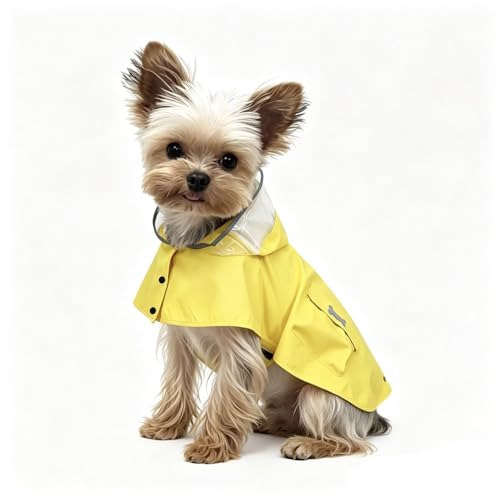 Dog Raincoat Waterproof, Adjustable Reflective Hooded Dog Rain Poncho with Leash Hole for Small Medium Large Dogs (Yellow, X-Small) - color: Yellow, size: XS(4-9lb)