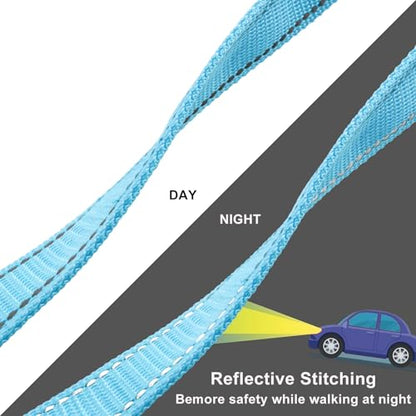 Jiozermi 10ft Dog Leash with 3 Handles, Heavy Duty Dog Lead with Padded Traffic Handle, Reflective Stitching Large Leash for Running Walking Training(Blue) - color: Blue