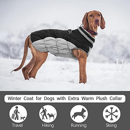 FUAMEY Dog Coat for Small Dogs,Waterproof Dog Winter Jacket with Harness Built in Puppy Cold Weather Coats Reflective Pet Vest with Zipper Warm Fleece Dogs Snowsuit Windproof Black XS - color: Black, size: XS(chest:14in)