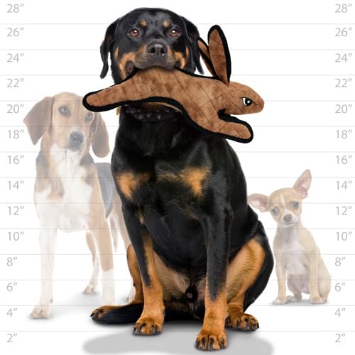 TUFFY World’s Tuffest Soft Dog Toy – Barnyard Series, Brown Rabbit with Squeakers - color: Brown, size: Large