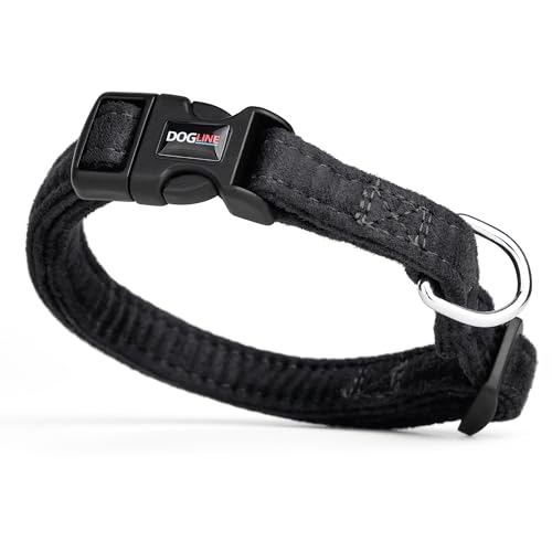 Dogline 3/8 x 7 to 11" Comfort Microfiber Soft Padded Pet Puppy Dog Collar, X-Small, Black - color: Black, size: W 3/8" L 7"-11"