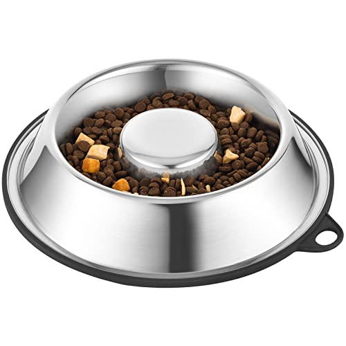 PEGGY11 Stainless Steel Slow Feeder Dog Bowl - Holds 2 Cup, for Medium Size Dogs - size: 2 Cup, for Medium Sized Dogs