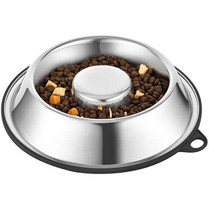 PEGGY11 Stainless Steel Slow Feeder Dog Bowl - Holds 2 Cup, for Medium Size Dogs - size: 2 Cup, for Medium Sized Dogs