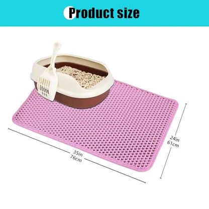 Cat Litter Mat, Kitty Litter Collector, Double Layered Honeycomb Design Waterproof, Anti Urine, Anti Slip, Easy to Clean, Limit Garbage (30"x24", Pink) - color: Pink, size: 24" x 30"