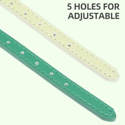 PUPTECK 2 PCS Soft Genuine Leather Cat Kitten Collar with Bells Adjustable for Girl Boy Cats Puppy - Blue Green, Bubble Green - color: Blue Green & Bubble Green