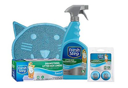 Fresh Step Kitty Litter Trapper Keeper Cat Litter Mat, Fun Cat-Shaped Design, Traps Litter and Reduces Tracking, Easy to Clean, for All Litter Types, 23.5 x 17.5 Inch