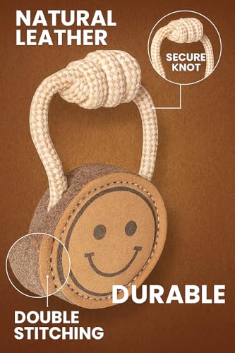 Natural Jute Dog Chew Toy – Smiley Shape, Tough & Durable Puppy Teething Toy, Safe Eco-Friendly Chew, Interactive Training & Play Toy for Small, Medium & Large Dogs - style: Smiley Shape