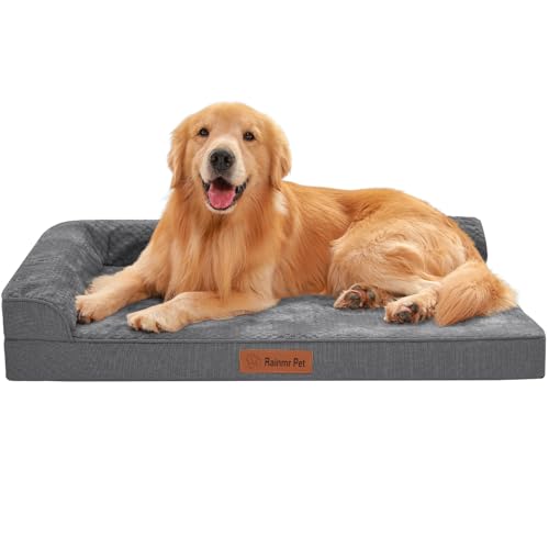 Rainmr Orthopedic Dog Beds for Large Dogs, Memory Foam Dog Beds Large Sized Dogs, Washable Removable Cover, Nonskid Bottom, Waterproof, for Indoor, Outdoor, Crate ＆ Car Use, 36x27x6 Inches, Dark Grey - color: Standard Version-Dark Grey, size: 36.0"L x 27.