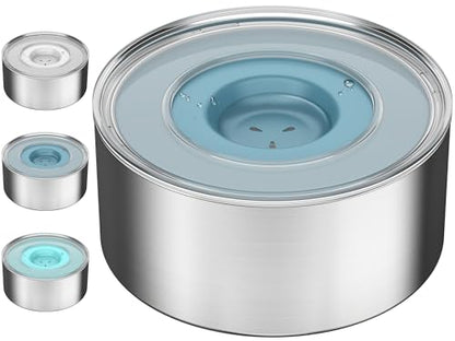 1Gallon Slobber Stopper Water Bowl for Dogs, US Patented Splash-Proof Paws Lid, 18/8 Stainless Steel, Anti-Slip Base, No Spill for Messy Large Medium Dogs, Ear Protection for Floppy-Eared Breeds - color: Blue