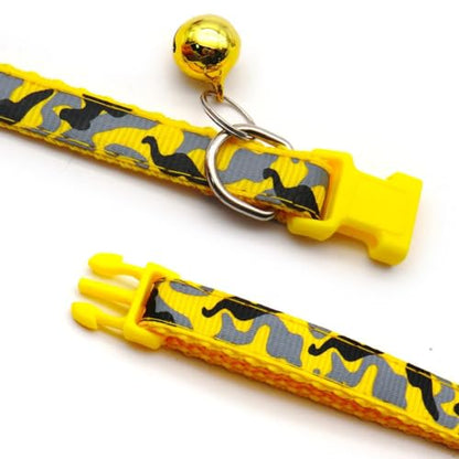 Personalized Camo Dog Collars-Adjustable Lightweight Nylon Pet Collars, Quick-Release Buckle, Perfect for for Small Dogs, Puppies & Cats (4-Pack - color: yellow