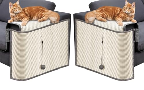 Cat Couch Protector [2- Pack], Natural Sisal, Comes with 2 Playing Balls, Couch Cat Scratcher, Protect Your Couch from Cat Scratching,
