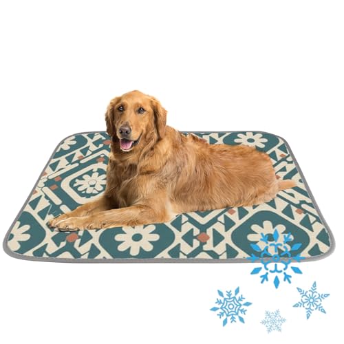 Dog Cooling Blanket Ice Silk Dog Bed Cooling Mat Floral Silhouettes Pet Bed for Dogs Washable Pad Dogs 28" X22" Crate Mats Blanket for Crate, Indoor& Outdoor Floor, Car Seats