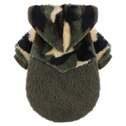 Dog Sweater for Small Dogs Hoodies， Winter Clothes Boy Girl Male Female，Fleece Hoodies Warm Pet Doggie Sweaters Coat Apparel - color: Army Green, size: XX-Small