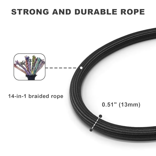 Rope Dog Leash, 6 Foot Heavy Duty Dog Leash with Aviation Aluminum Auto Locking Carabiner, Strong Nylon Pet Lead for Small, Medium, Large Dogs (Black, 6FT) - color: Black, size: 6 Foot Single Handle