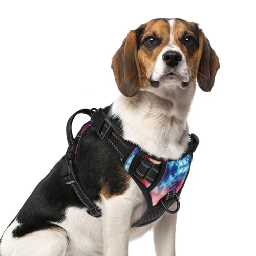 PUPTECK No Pull Tactical Dog Harness Medium Sized, Adjustable Reflective Dog Harness with Handle Easy Control, Comfortable Soft Padded Pet Vest Harness for Medium Dogs, Aurora M - color: Aurora, size: Medium